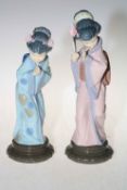 Two Lladro Geisha lady figurines.