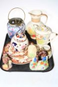 Royal Worcester rose painted vase, Masons ginger jar and plates, small Doulton Falstaff, Deco jug,