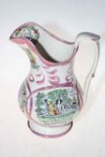 Large 19th Century Sunderland jug with maritime scenes and verse, 27.5cm.