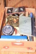 Hughes & Son Mark III compass, assorted WW2 era RAF military books, tins, etc.