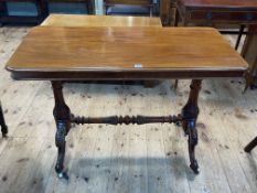 Victorian mahogany rectangular side table on turned pillars to four scrolled legs joined by turned
