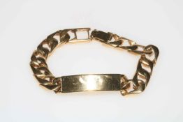 Gents 9 carat yellow gold chunky link identity bracelet.