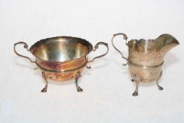 Victorian/Edwardian silver sugar and cream, Sheffield 1900 and 1902.