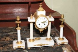 Ornate French ormolu clock garniture set, clock 36cm high.