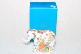 Boxed Crown Derby 'Hari' elephant, 7cm high.