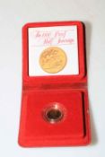 1980 proof Royal Mint half sovereign with certificate.