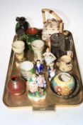 Collection of Staffordshire figurines, Dresser style coffee pot, Mak Merry pot, decorative teapot,