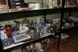 Collection of decorative pottery, metalwares, marbles, postcards, glasswares, etc.