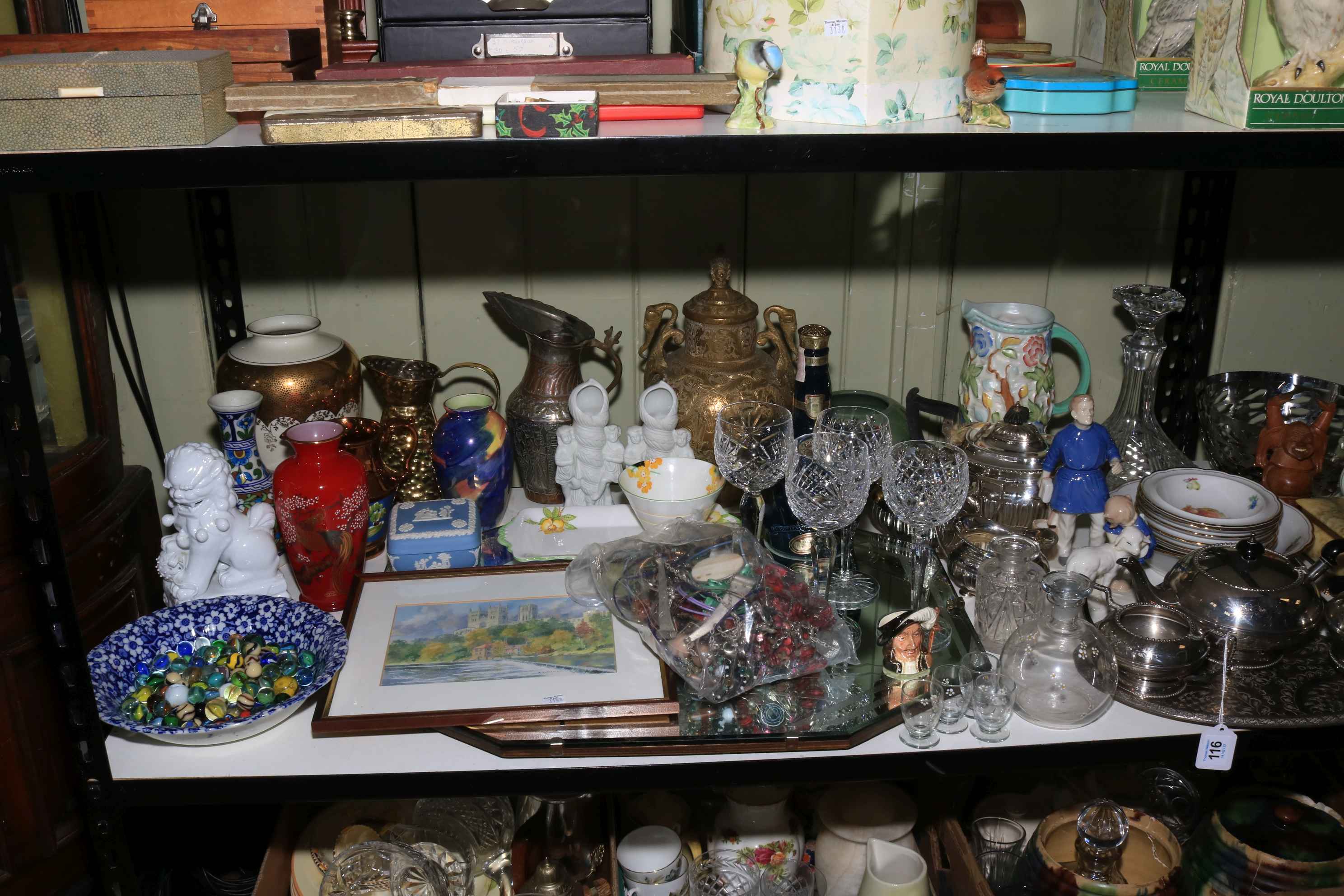 Collection of decorative pottery, metalwares, marbles, postcards, glasswares, etc. - Image 2 of 3