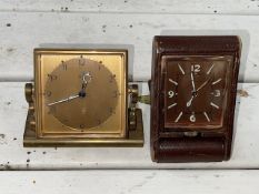 Jaeger 2 brass cased alarm clock and a Jaeger Le Coultre 8 travelling alarm clock retailed by