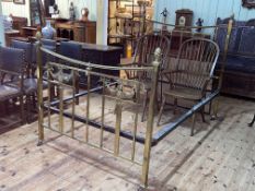 Late Victorian satin brass double bedstead.