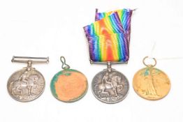 Four WWI medals (York Reg and DLI), inc PTE. G. BEACH, PTE J.W. SMITH and PTE. J. HERON.