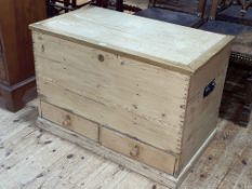Stripped pine two drawer storage chest, 59.5cm by 88cm by 49.5cm.
