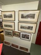 Collection of ten hunting and racing prints including set of four framed E.A.S.