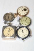 Five assorted pocket watches.