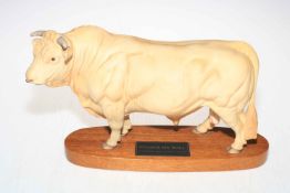Large Beswick Charolais Bull on plinth, 21cm high.