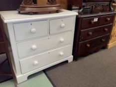 Victorian painted pine chest of four drawers and Victorian stained pine chest of four drawers (2).