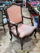 French part gilt painted open armchair.