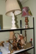 Vintage paper punch, wall brackets, table lamps, cutlery, etc.