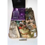 Edinburgh Crystal decanter and glass set, assorted inkwells, glass, onyx, etc.