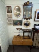 Victorian mahogany Pembroke table, jointed oak stool, mahogany tripod wine table,
