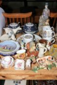 Decorative porcelain including Royal Crown Derby, Losol Ware, figurines, etc.