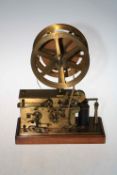 Vintage wind-up telegraph circa 1870 by Hasler, Berne, Switzerland, 35cm high, and a Morse key.