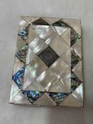 Victorian mother of pearl card case with internal dividers.