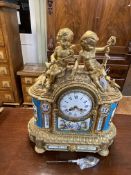 Good 19th Century French ormolu and porcelain panel mantel clock,