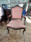 French part gilt painted open armchair.