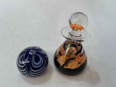 Caithness glass perfume bottle and Selkirk paperweight (2).
