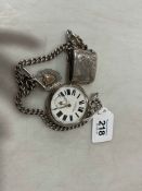Late Victorian gents silver pocket watch by Poole, Middlesbro, with key, silver albert,
