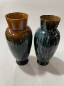 Two Linthorpe large vases, with running glaze, and streak glaze, no. 477, 36cm.