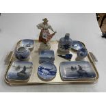 Collection of Royal Copenhagen pin trays, vases and bird, and Continental dancing figure (11).