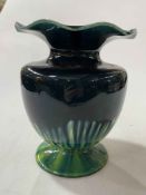 Linthorpe vase with running glaze and scallop rim, no. 1746, 20.5cm.