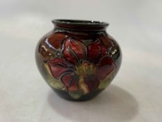 Moorcroft Flambé clematis vase, shape 55, 1950's, rubbed and torn warrant label, 6.75cm.