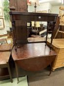 Victorian mahogany fold top tea table on ring turned legs and Victorian mahogany drop leaf dining
