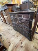 Jacobean style oak four drawer chest, 76cm by 80cm by 52cm.
