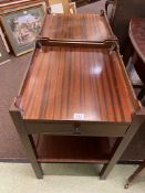 Pair mahogany single drawer, two tier lamp tables, 66cm by 41cm by 46cm.