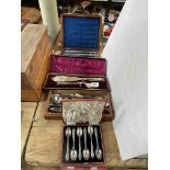 Cased cutlery including silver handled fish service, etc.