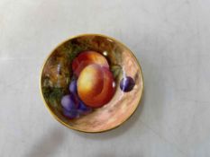 Royal Worcester small fruit painted dish signed and with date code for 1937, 7.5cm diameter.