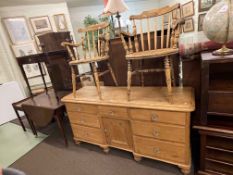 Victorian stripped pine seven drawer dresser,