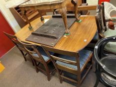 Mahogany twin pedestal extending dining table and leaf together with a set of six Georgian bar back