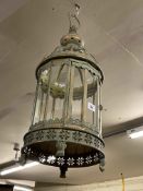 Pair of glazed panel hanging lanterns.