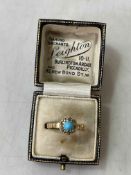 Late Victorian turquoise and diamond 18 carat gold ring, Chester hallmark for 1899, size P/Q.