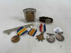 Collection of four medals inc WW1 Pip, Squeak Wilfred awarded to 7162 PTE E. BRAID S.