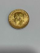 George V 1914 gold half sovereign.