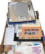 Tray box of assorted stamps and first day covers.