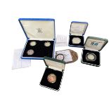 Seven Royal Mint silver proof coins inc UK £1 2003, 2004 and 2005, D-Day commemorative fifty pence,
