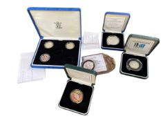 Seven Royal Mint silver proof coins inc UK £1 2003, 2004 and 2005, D-Day commemorative fifty pence,